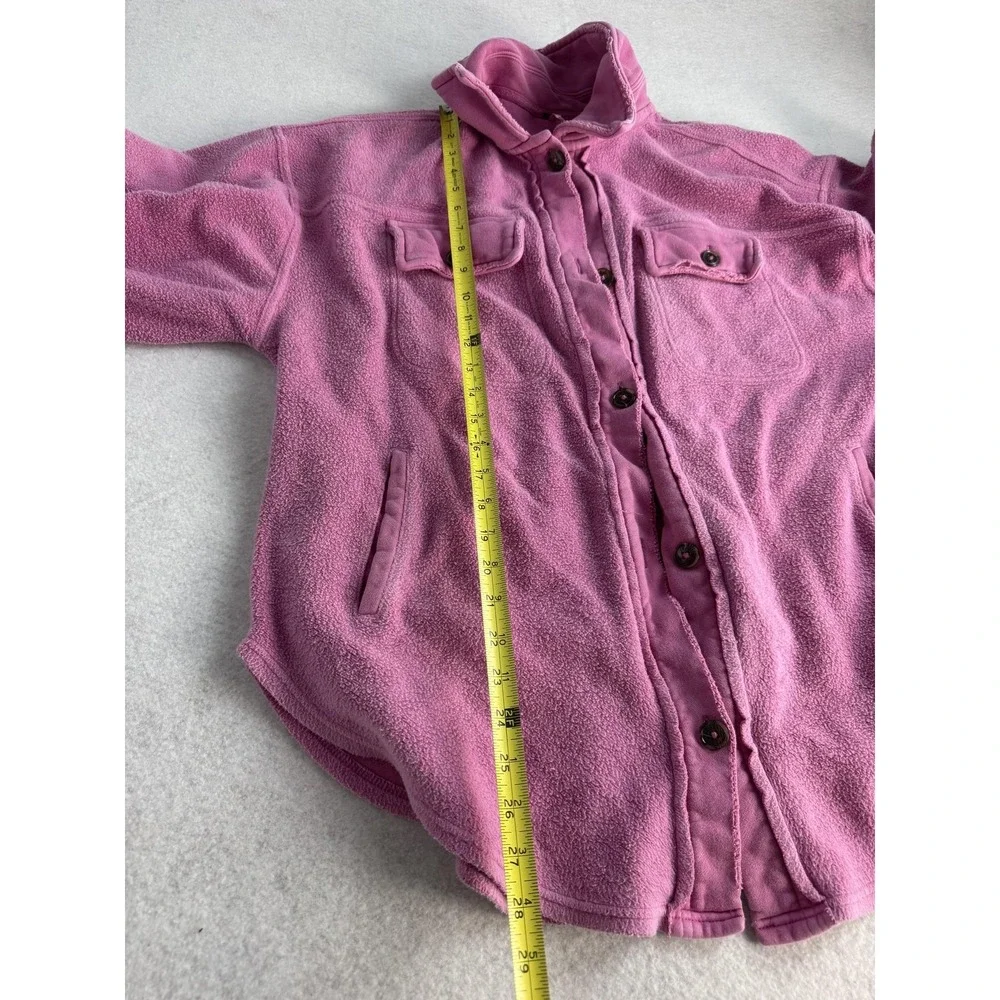 Free People Jacket Womens Small Pink Fleece Button Shacket Pockets Collared - Picture 5 of 8